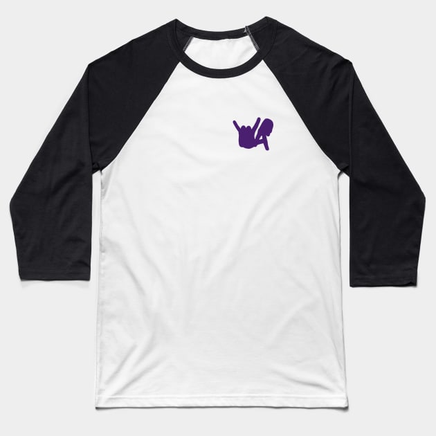Small LA Rocks Silhouette, Purple Baseball T-Shirt by Niemand